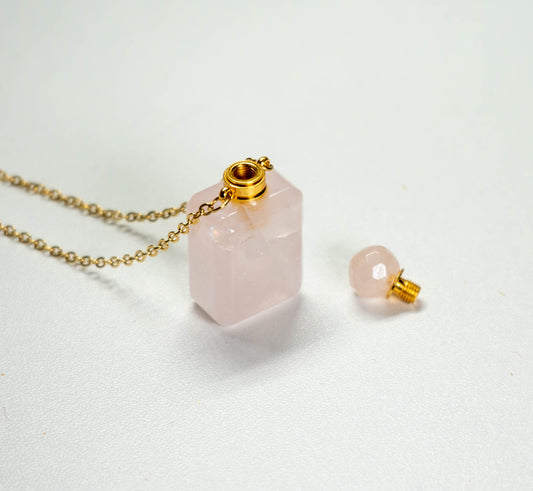 Perfumero de cuarzo rosa